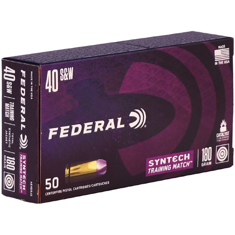 Federal Syntech Training Match 40 S&W Ammo 180 Grain Total Synthetic Jacket - AE40SJ2