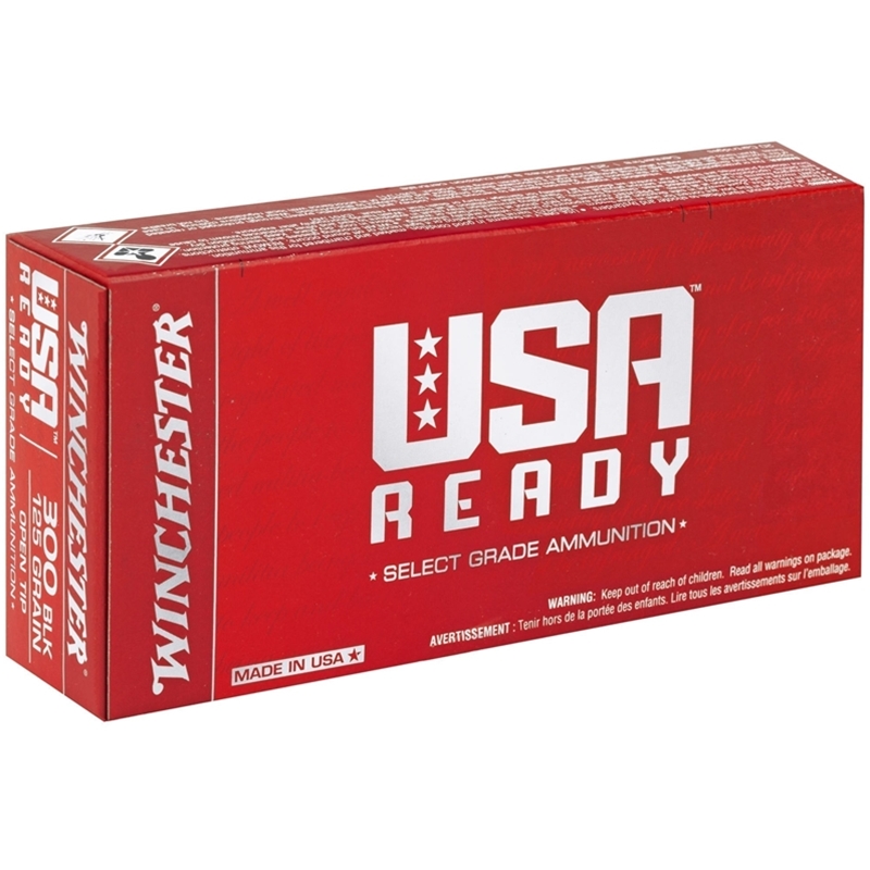 Winchester USA Ready 300 AAC Blackout Ammo 125 Grain Full Metal Jacket Open Tip