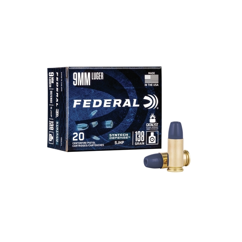 Federal Syntech 9mm Luger Ammo 138 Grain Defense SJHP - Ammo Deals