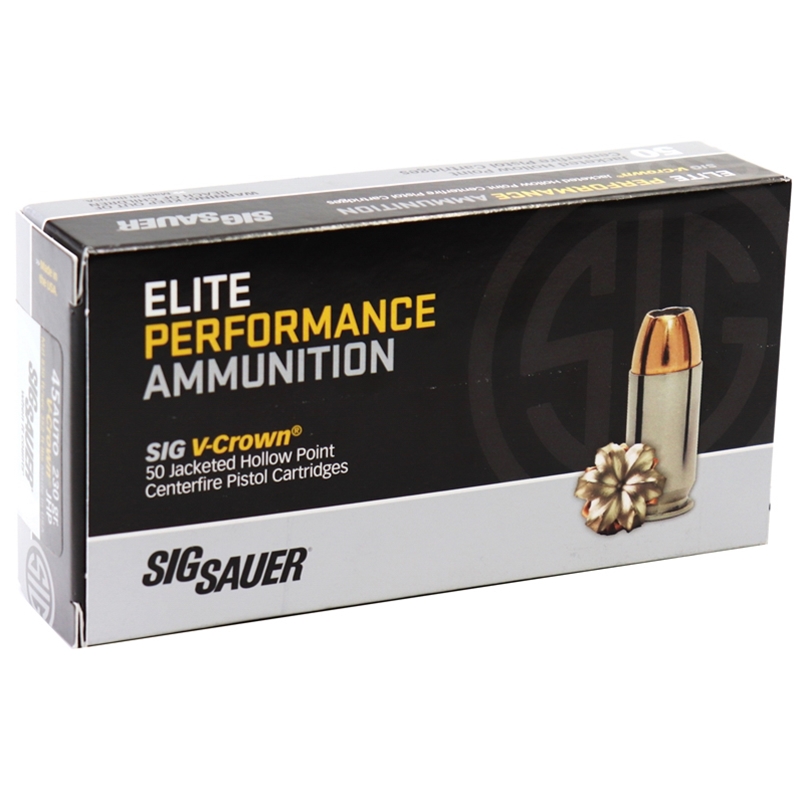 Sig Sauer Elite Performance 45 ACP Auto Ammo 230 Grain V-Crown Jacketed Hollow Point Projectile