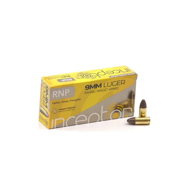 Polycase Inceptor Sport Utility 9mm Luger Ammo 65 Grain RNP Frangible Lead-Free 