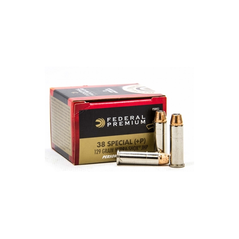 Federal Personal Defense 38 Special Ammo 129 Grain +P Hydra-Shok Jacketed Hollow Point