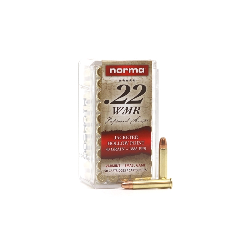 Norma 22 WMR Ammo 40 Grain Jacketed Hollow Point 