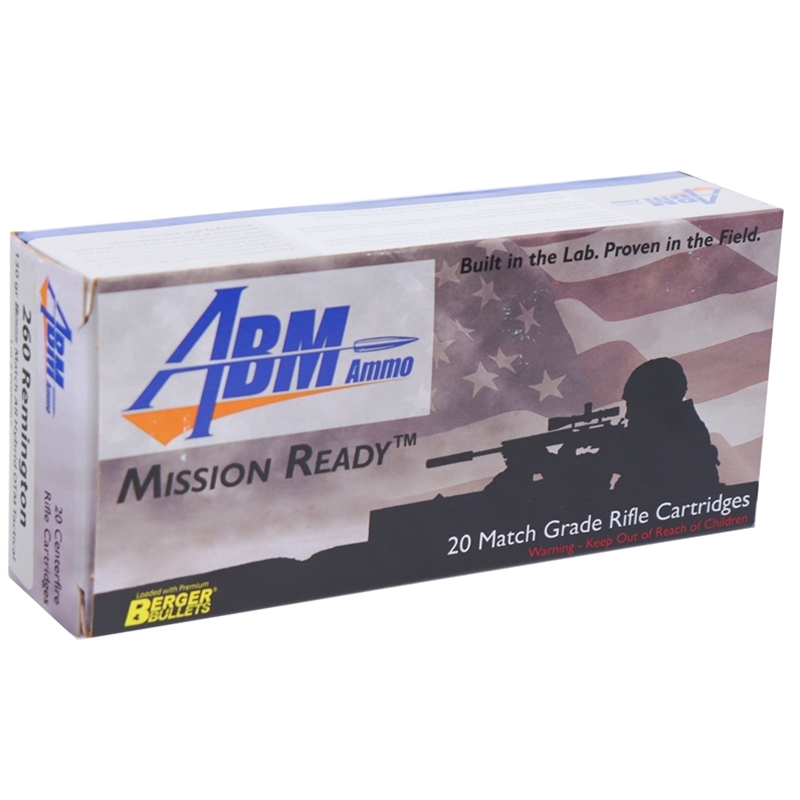 ABM Mission Ready-Tactical 260 Remington Ammo 130 Grain Berger Match AR Hybrid OTM Tactical