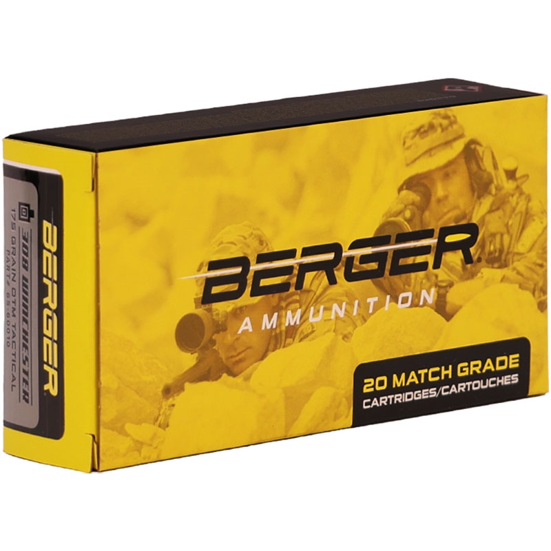 Berger Match Grade 308 Winchester Ammo 175 Grain Jacketed Hollow Point - 65-60010