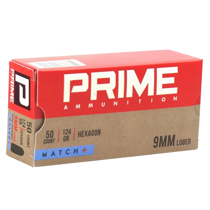 Prime Ammunition Hexagon 9 mm Luger Ammo 124 Grain Match+ 