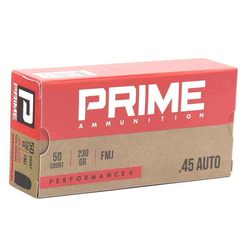 Prime Ammunition 45 ACP Ammo 230 Grain Full Metal Jacket Performance+