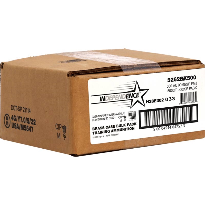 CCI Independence 380 ACP Ammo 95 Grain FMJ 500 Rounds Bulk Loose Pack