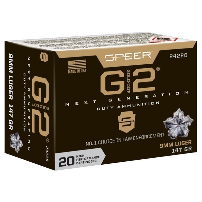 Speer Gold Dot G2 9mm Luger Ammo 147 Grain Jacketed Hollow Point
