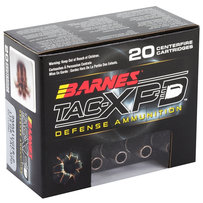 Barnes TAC-XPD 9mm Luger Ammo 115 Grain +P TAC-XP Hollow Point Lead-Free