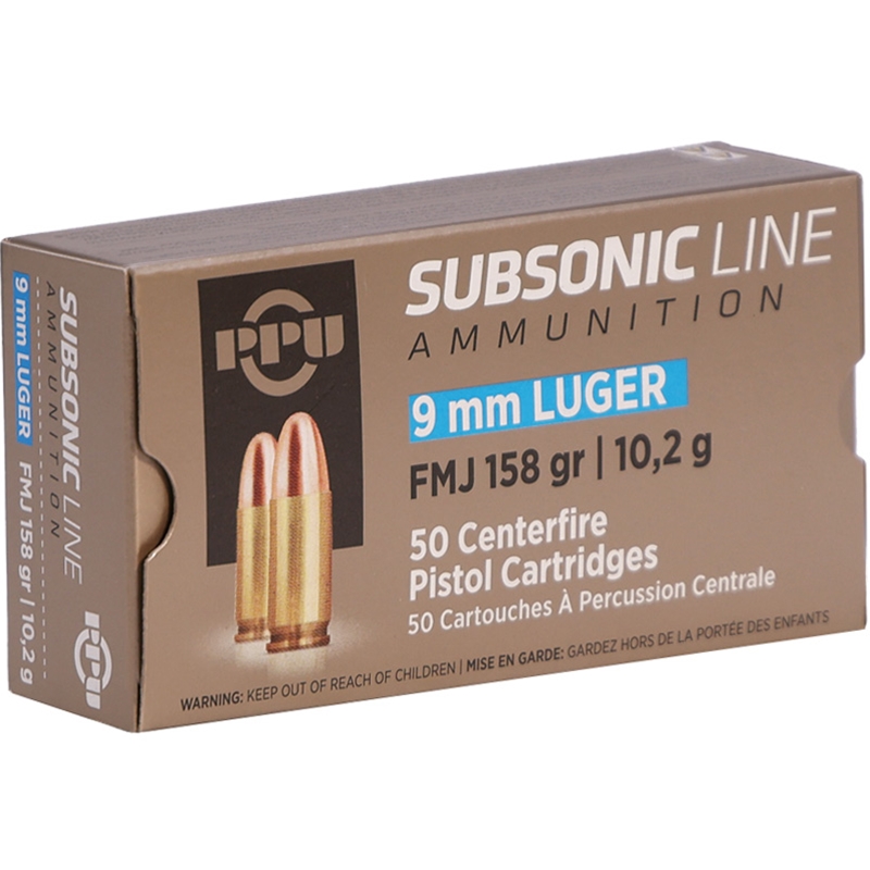 Prvi Partizan Subsonic 9mm Luger Ammunition 158 Grain Full Metal Jacket - PPS9MM