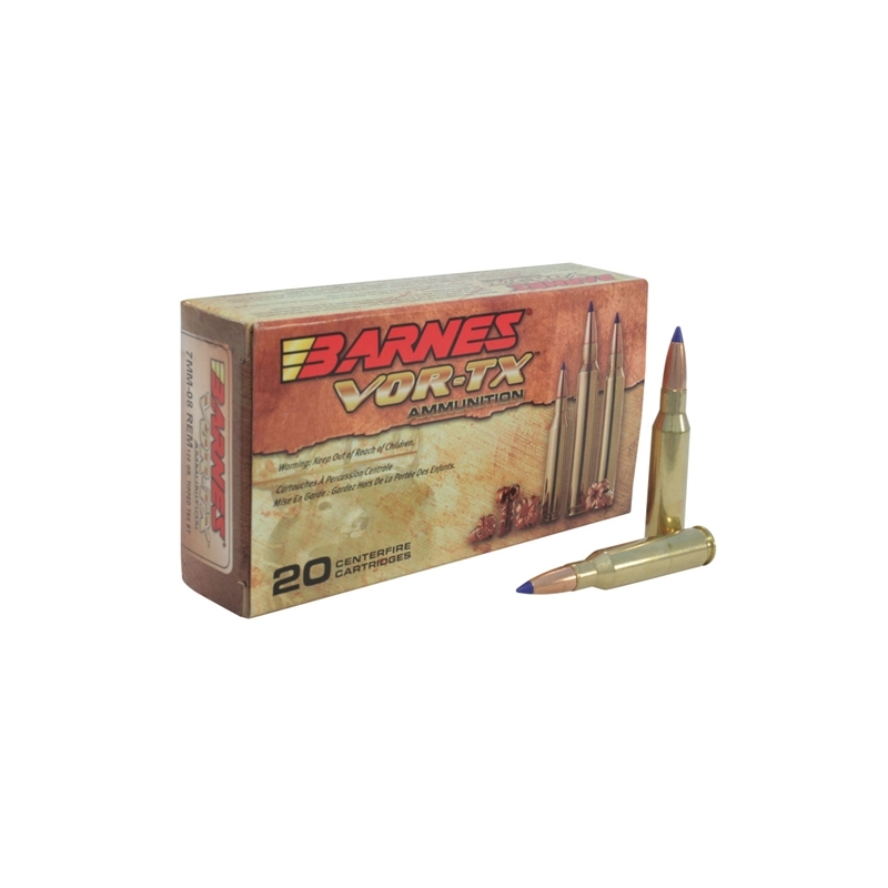 Barnes VOR-TX 7mm-08 Remington Ammo 120 Grain TTSX Polymer Tipped Bullet Flat Base Lead-Free