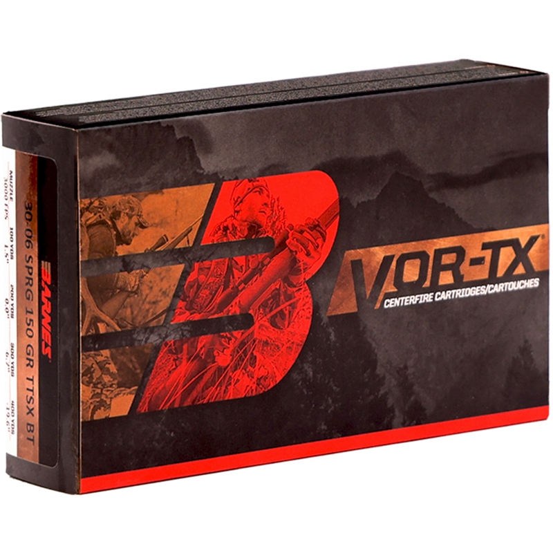 Barnes VOR-TX 30-06 Springfield Ammo 150 Grain Tipped TSX Bullet Boat Tail Lead-Free