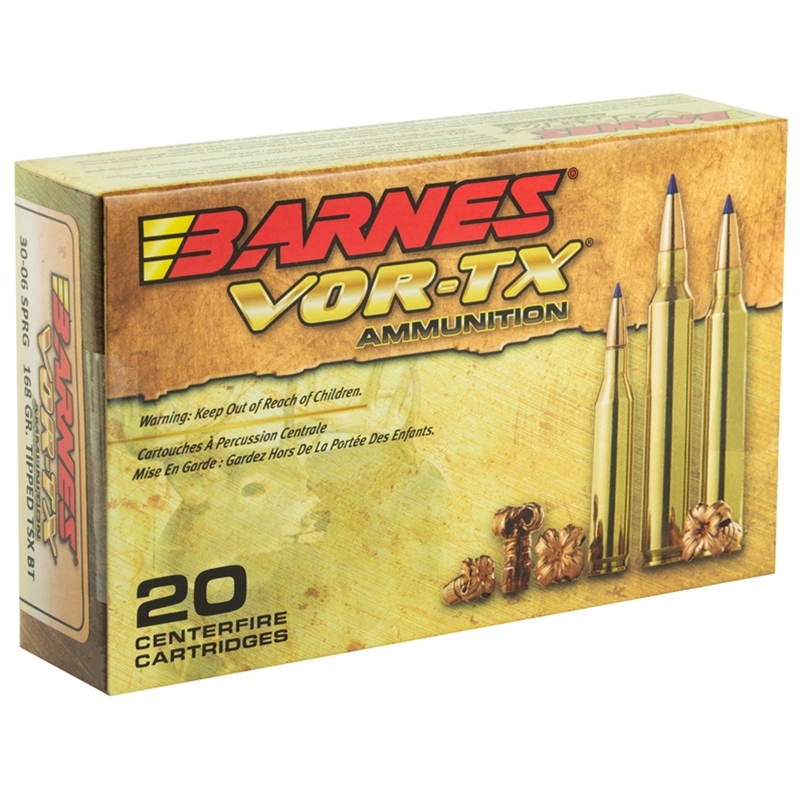 Barnes VOR-TX 30-06 Springfield Ammo 150 Grain Tipped TSX Bullet Boat Tail Lead-Free