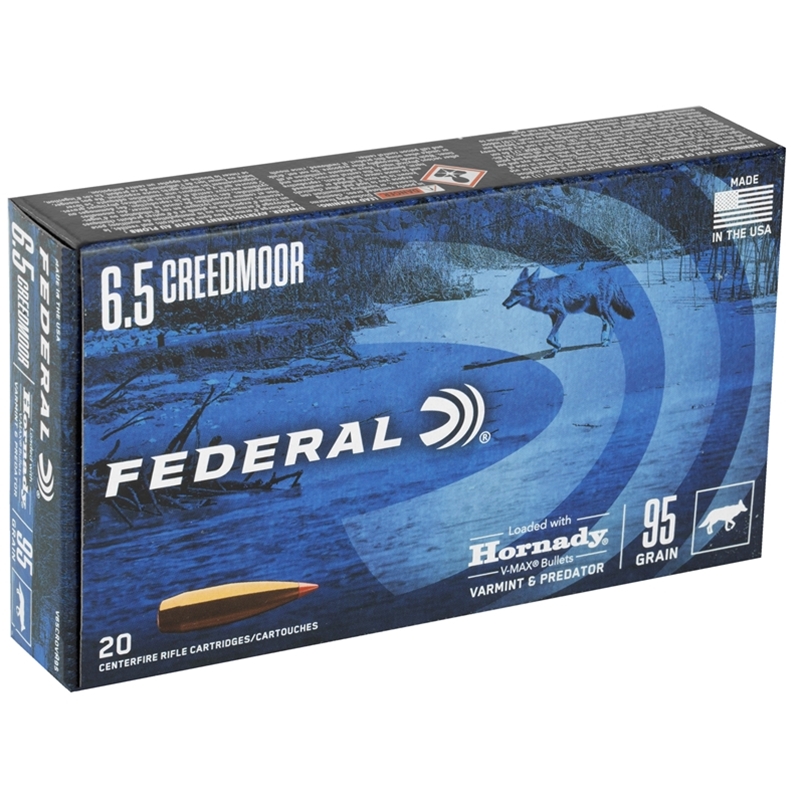 Federal Varmint & Predator 6.5 Creedmoor Ammo 95 Grain Hornady V-Max