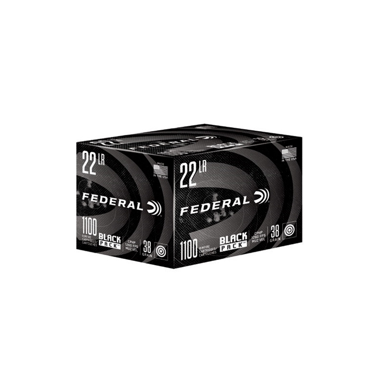 Federal Black Pack 22 Long Rifle Ammo 38 Grain Copper Plated Hollow Point 1100 Rounds