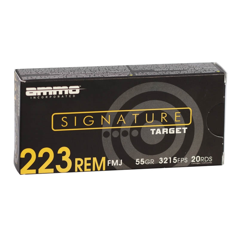 Ammo Inc Signature Target 223 Remington Ammo 55 Grain Full Metal Jacket - 223055FMJ-A20