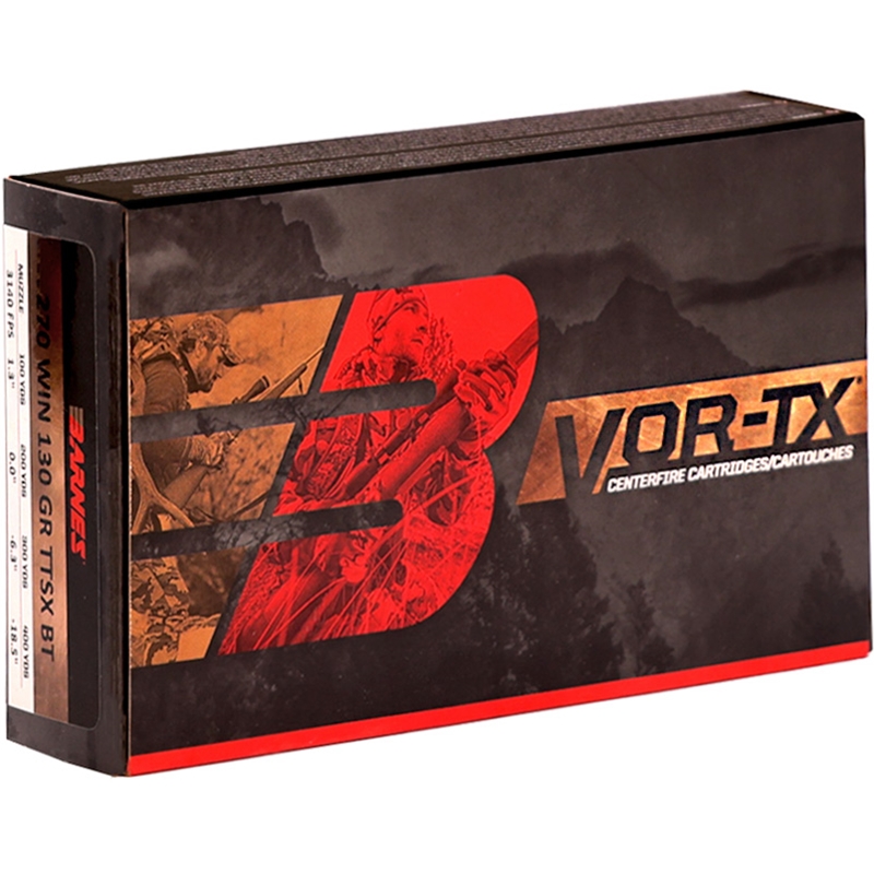 Barnes VOR-TX 270 Winchester Ammo 130 Grain TTSX Polymer Tipped Spitzer Boat Tail Lead-Free