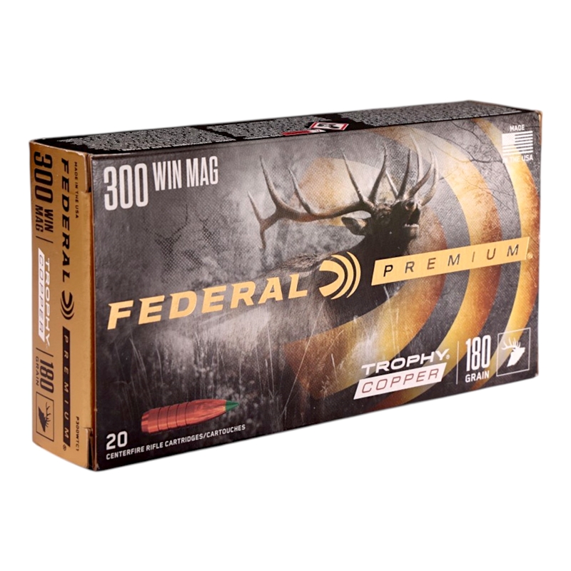 Federal Trophy Copper 300 Winchester Magnum Ammo 180 Grain Solid Copper Polymer Tip - P300WTC1