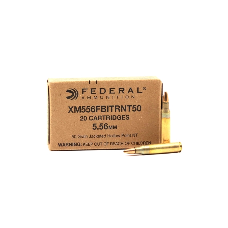 Federal FBI 5.56x45mm Ammo 50 Grain Non Toxic Jacketed Hollow Point