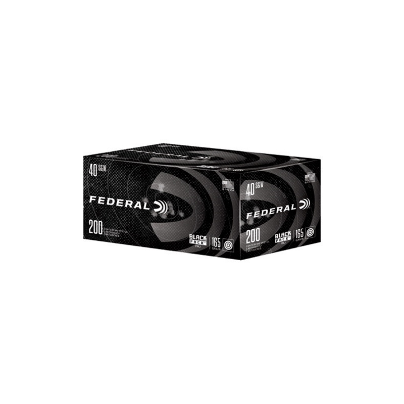 Federal Black Pack 40 S&W Ammo 165 Grain FMJ 200 Rounds