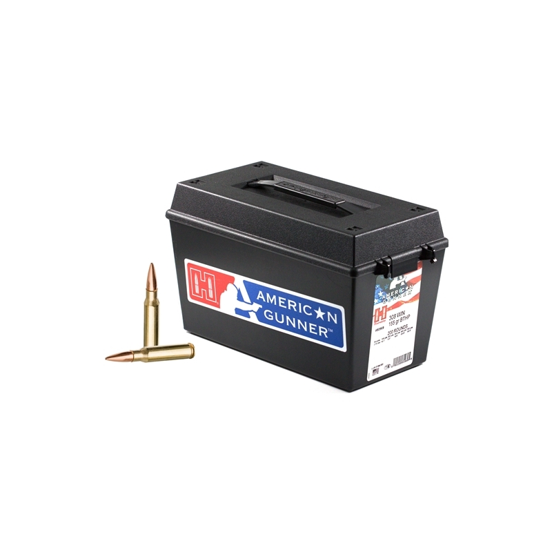 Hornady American Gunner 308 Winchester Ammo 155 Grain Hollow Point Boat Tail of 200 Rounds Can
