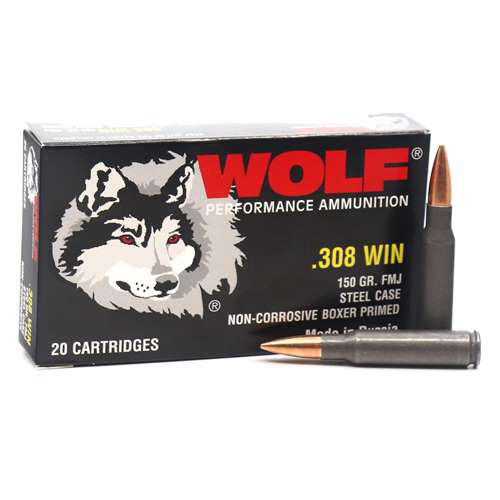 Wolf Performance 308 Winchester Ammo 150 Grain FMJ Steel Case 500 Rounds