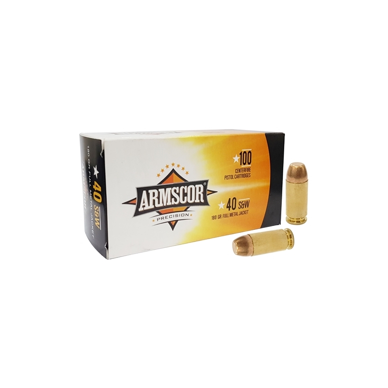 Armscor USA 40 S&W Ammo 180 Grain Full Metal Jacket Full Metal Jacket 100 Value Pack 