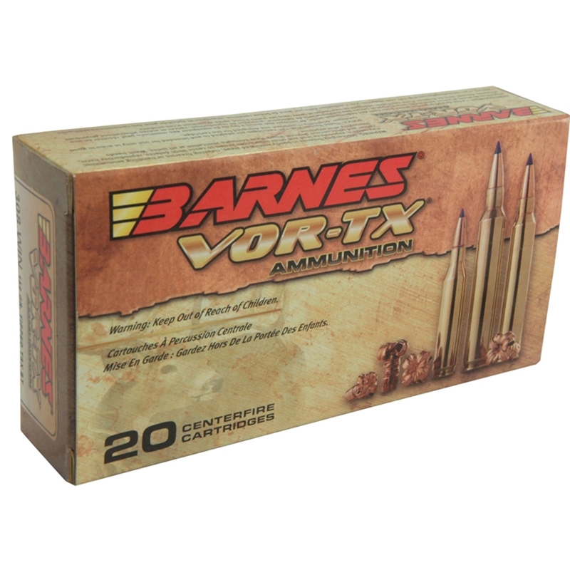 Barnes VOR-TX 308 Winchester Ammo 130 Grain TTSX Polymer Tipped Spitzer Boat Tail Lead-Free