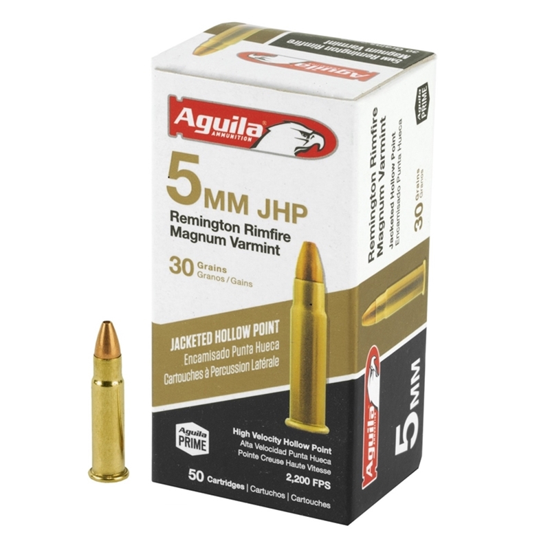 Aguila 5mm Remington Magnum Ammo 30 Grain Jacketed Hollow Point
