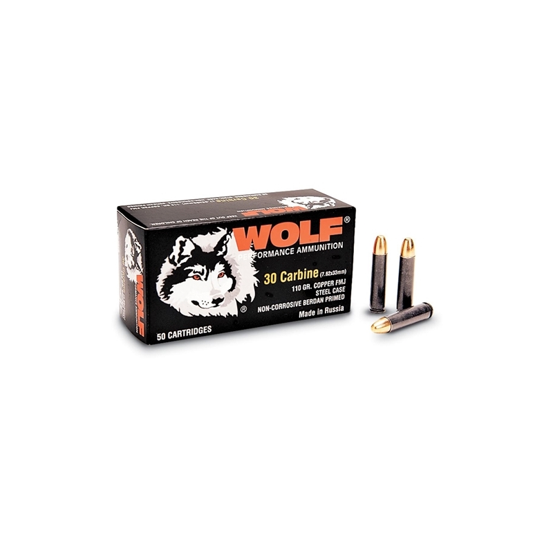 Wolf Performance 30 Carbine Ammo 110 Grain FMJ Steel Case 