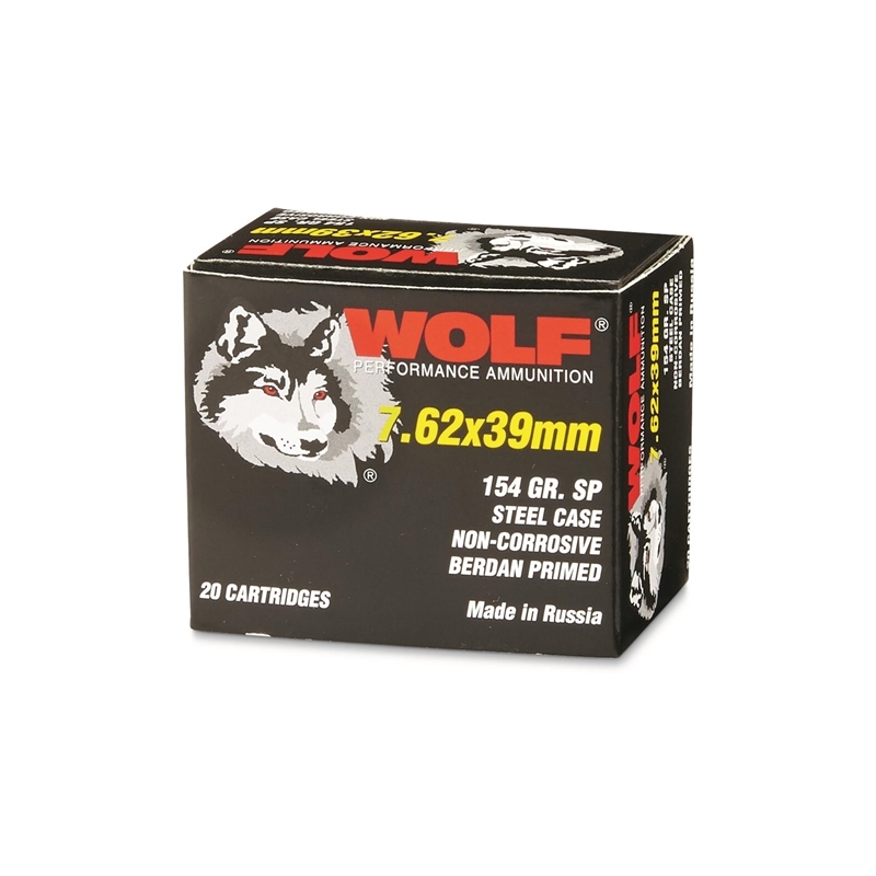  Wolf Performance 7.62x39mm Ammo 154 Grain SP Steel Case