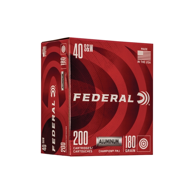 Federal Champion 40 S&W Ammo 180 Grain Aluminum Case FMJ 200 Rounds