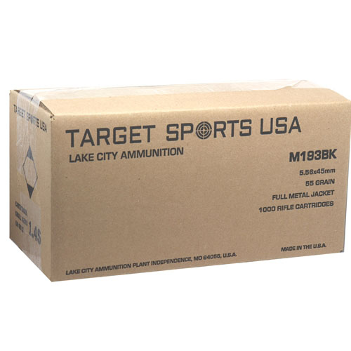 Target Sports USA Lake City 5.56mm NATO XM193 Ammo 55 Grain FMJ 1000 Rounds Bulk