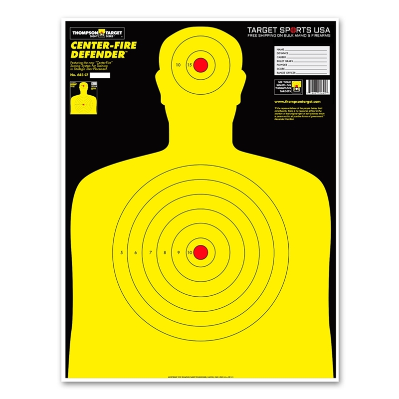 Thompson Target Center-Fire Life Size Silhouette Paper Shooting Targets - 19