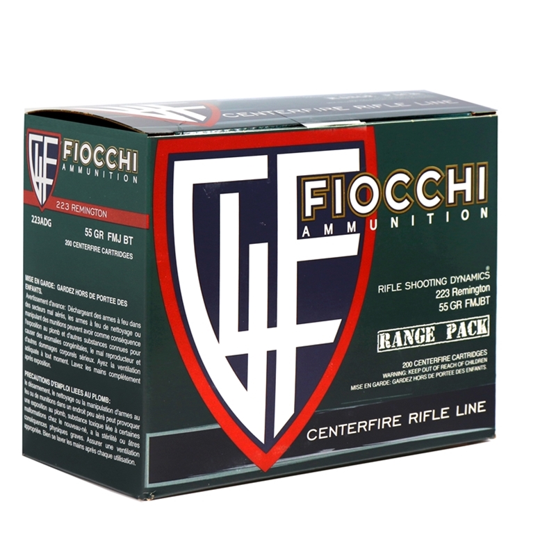 Fiocchi Range Pack 223 Remington Ammo 55 Grain FMJ 200 Rounds