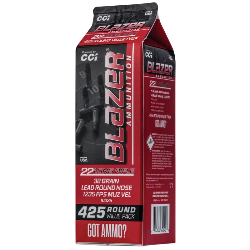 CCI Blazer 22 Long Rifle Ammunition 38 Grain Lead Round Nose