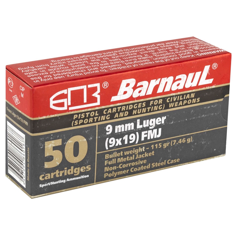 Barnaul 9mm Luger Ammo 115 Grain Full Metal Jacket