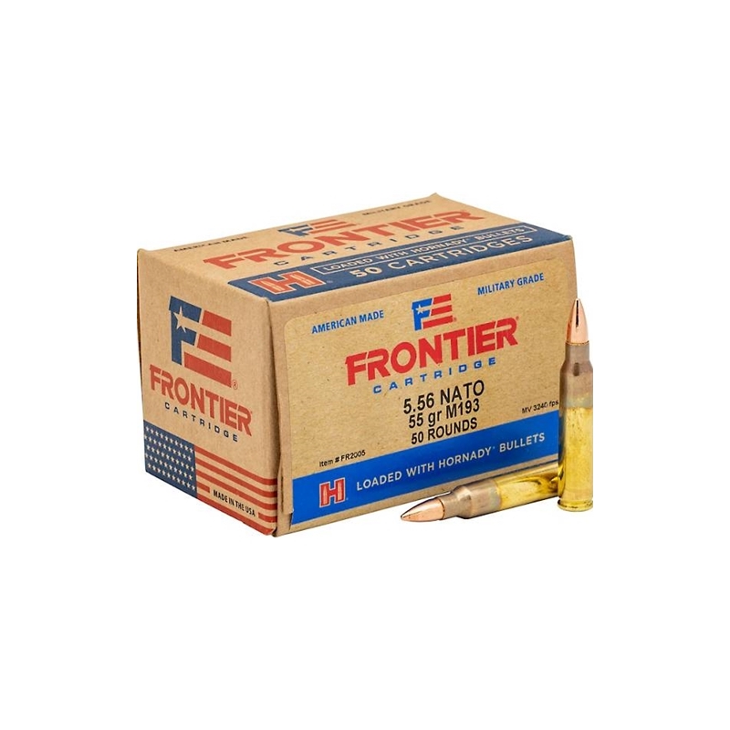 Hornady Frontier 5.56mm NATO M193 Ammo 55 Grain Full Metal Jacket 50 Rounds