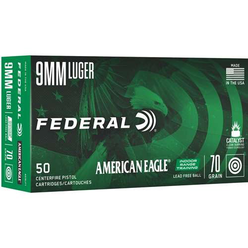 Federal American Eagle IRT 9mm Luger Ammo 70 Grain Lead Free Full Metal Jacket