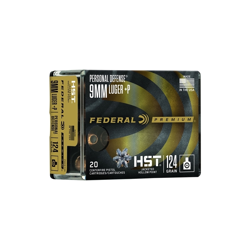 Federal Personal Defense 9mm Luger Ammo 124 Grain +P HST JHP