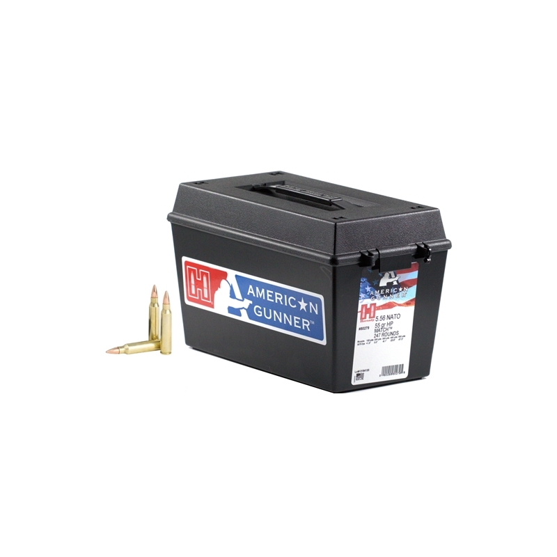 Hornady American Gunner 5.56 NATO Ammo 55 Grain Hollow Point Match 247 Rounds in Ammo Can 