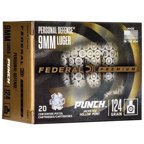 Federal Punch 9mm Luger Ammo 124 Grain Jacketed Hollow Point