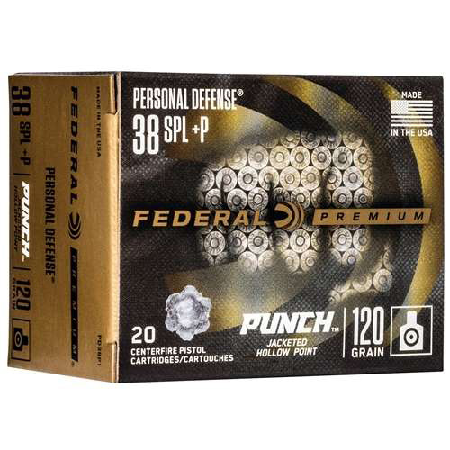 Federal Punch 38 Special Ammo 120 Grain +P Jacketed Hollow Point