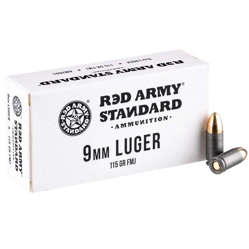 Red Army Standard 9mm Luger Ammo 115 Grain Full Metal Jacket Steel Case