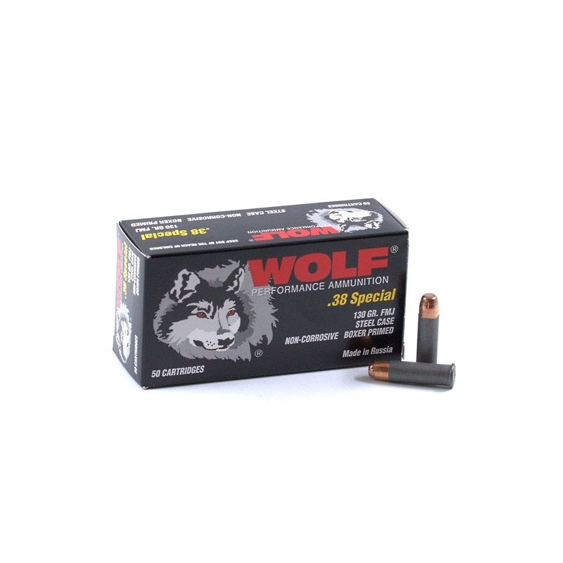 Wolf Performance 38 Special Ammo 130 Grain Full Metal Jacket Steel Case  