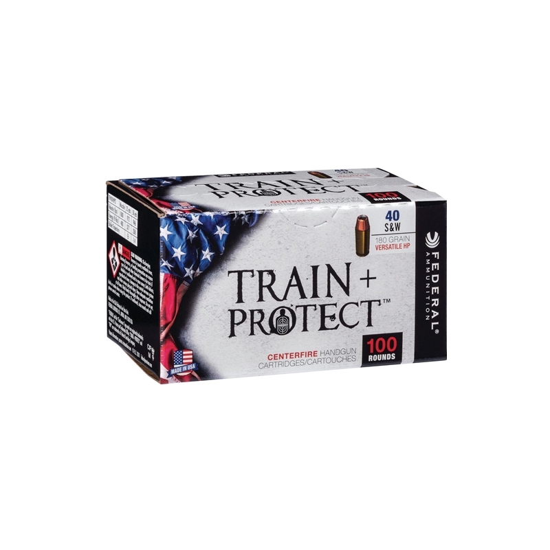 Federal Train + Protect 40 S&W Ammo 180 Grain Versatile Hollow Point