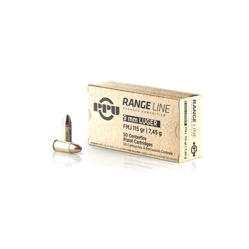 Prvi Partizan Range Line 9mm Luger Ammo 115 Grain Full Metal Jacket