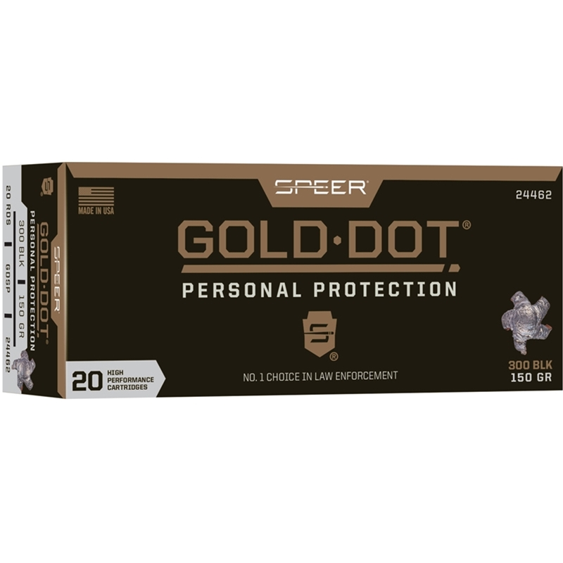 Speer Gold Dot Personal Protection 300 Blackout Ammo 150 Grain Soft Point