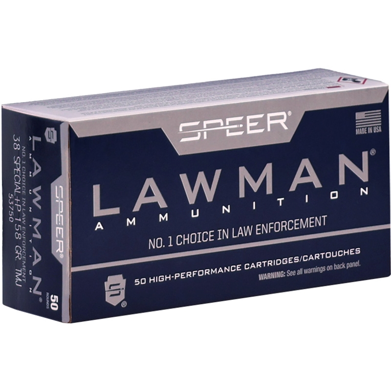 Speer Lawman 38 Special Ammo 158 Grain +P Total Metal Jacket - 53750